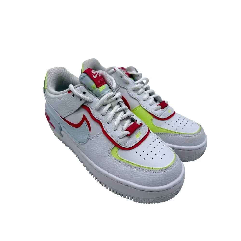 Nike Air Force 1 Shadow White Siren Red‎ Volt Sneakers FQ8885-100 Womens 8.5